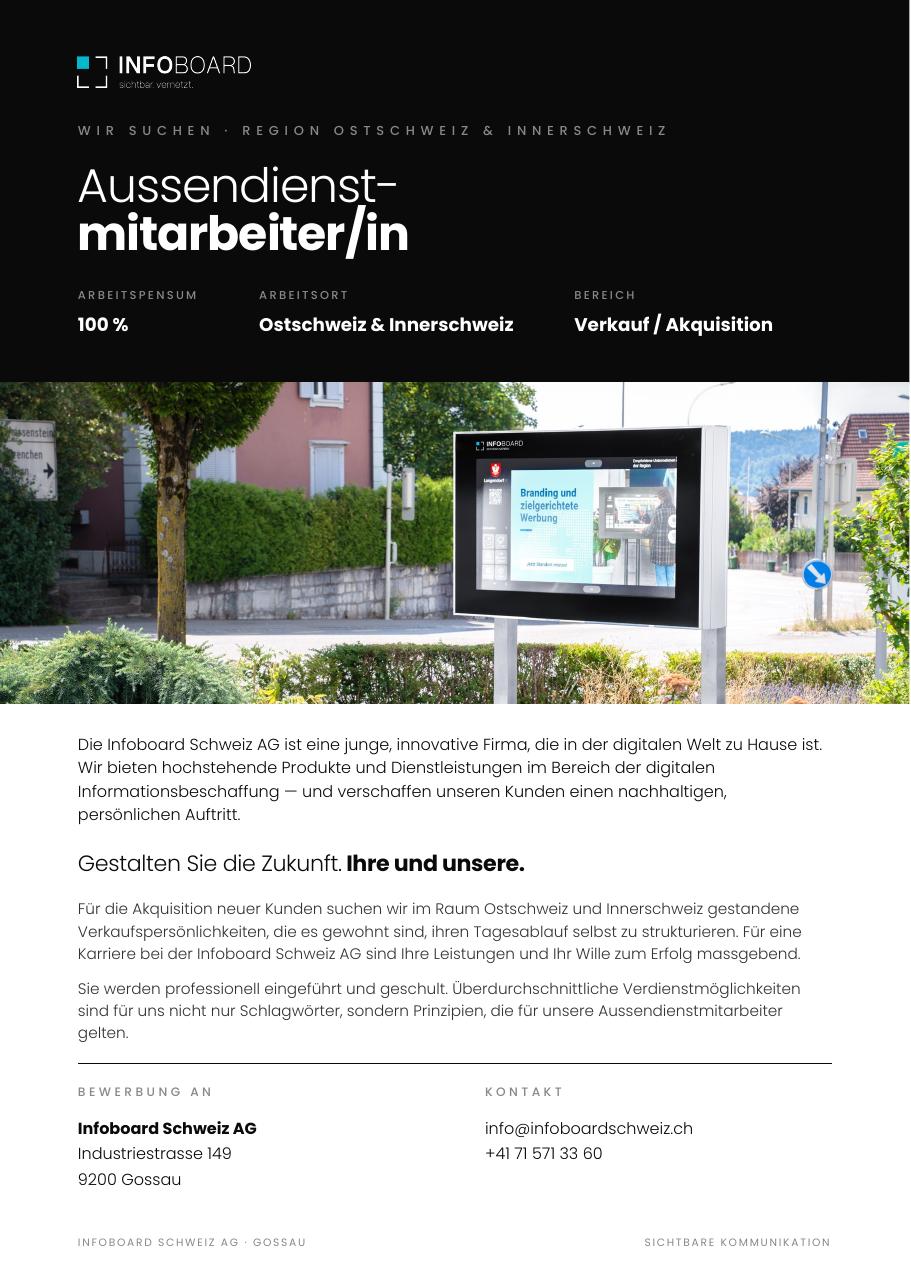 Stelleninserat Aussendienstmitarbeiter/in